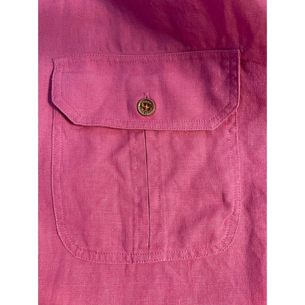 Ralph Lauren Pink Linen Blouse Shirt Gold Buttons Size Med- Barbie Core - Picture 4 of 10
